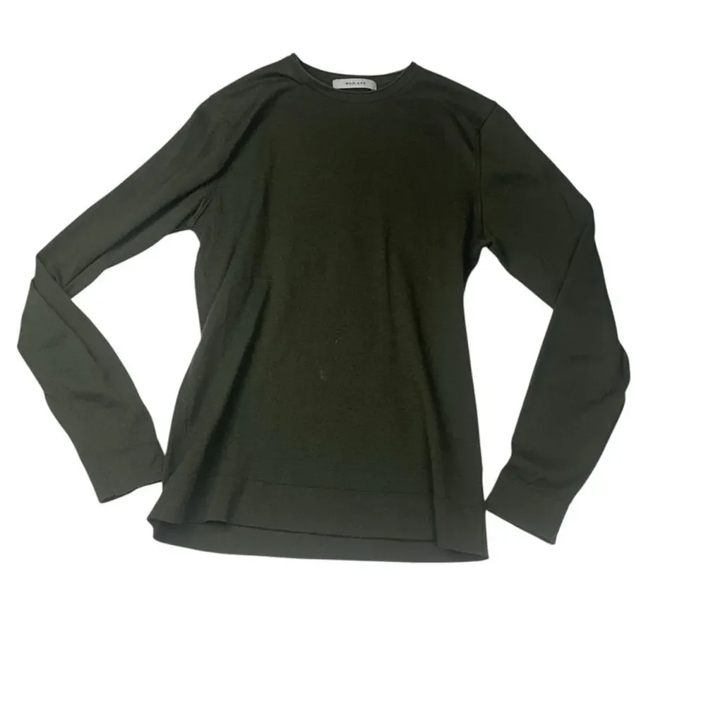 Wool & Co size small Olive green long sleeve shirt wool blend base layer coolmax